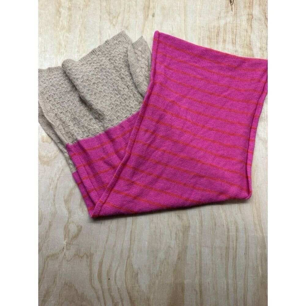 Vintage Gap Scarf Nylon Rabbit Hair Wool Pink Tan Colorblock Winter Ski
